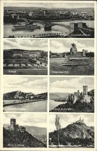 Koblenz Rhein Bruecke Schloss Deutsches Eck Ehrenbreitstein Stolzenfels Burg Lahneck Kat. Koblenz