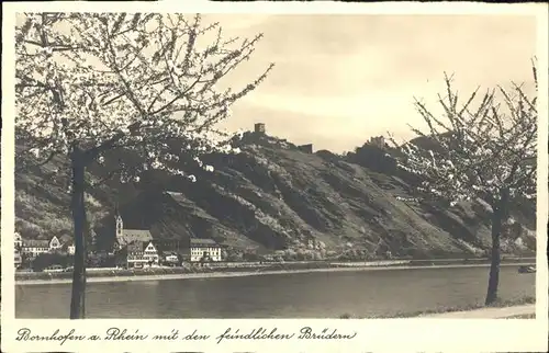 Kamp Bornhofen Rheinpanorama mit feindlichen Bruedern Kat. Kamp Bornhofen