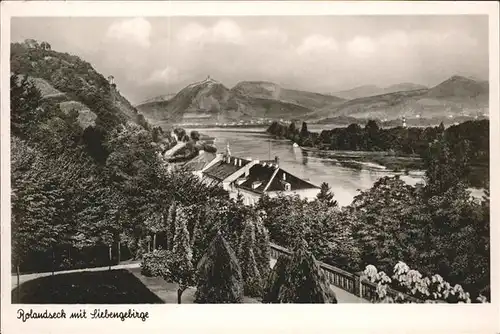 Rolandseck Rheinpanorama mit Siebengebirge Kat. Remagen