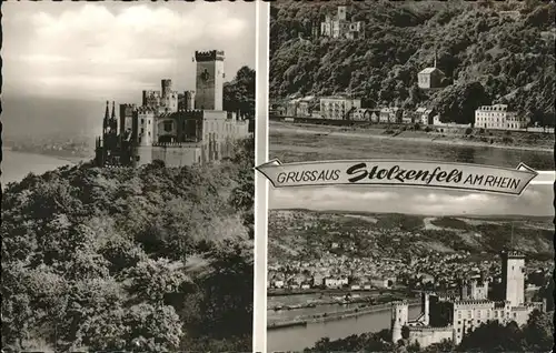 Koblenz Rhein Rheinpanorama mit Burg Stolzenfels Kat. Koblenz