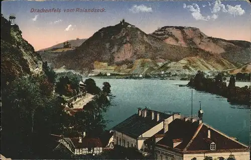 Rolandseck Rheinpanorama mit Drachenfels Kat. Remagen