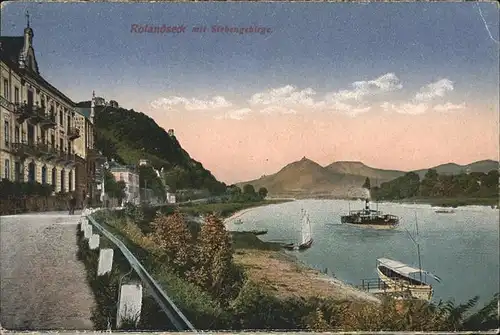 Rolandseck Rheinpanorama mit Siebengebirge Schiffe Kat. Remagen