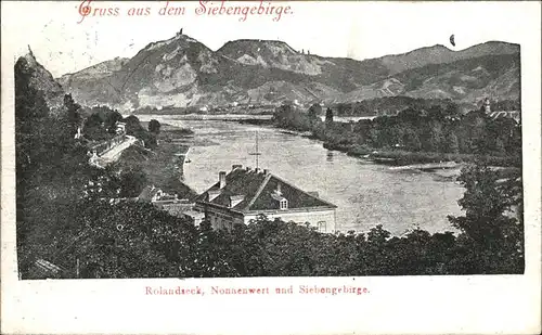 Rolandseck Rheinpanorama mit Nonnenwerth und Siebengebirge Kat. Remagen