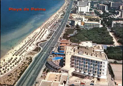 Palma de Mallorca Playa de Palma Hotelanlagen Strand Uferstrasse Fliegeraufnahme Kat. Palma de Mallorca