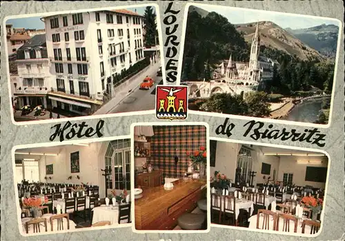 Lourdes Hautes Pyrenees Hotel de Biarritz Restaurant Eglise Kat. Lourdes