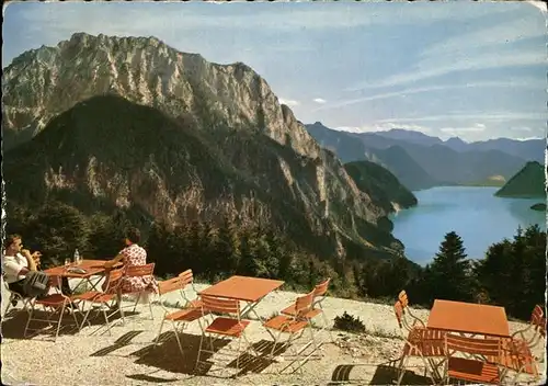 Gmunden Salzkammergut Gruenbergwarte Terrasse Panorama Traunsee Traunstein Dachstein Kat. Gmunden