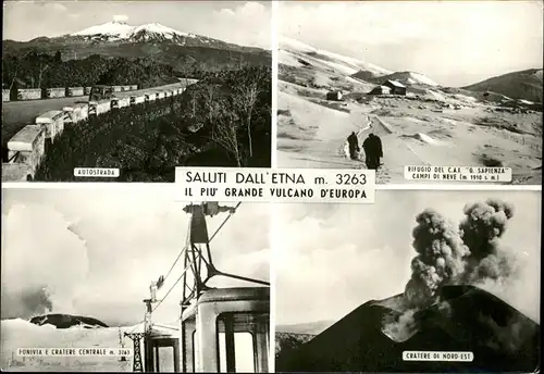 Catania Etna Autostrada Vunivia e Cratere Rifugio del C.A.I. Campi di Neve Aetna Groesste Vulkan Europas Schutzhuette Kat. Catania