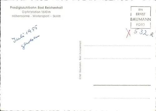 Bad Reichenhall Predigtstuhlbahn Gipfelstation Kat. Bad Reichenhall