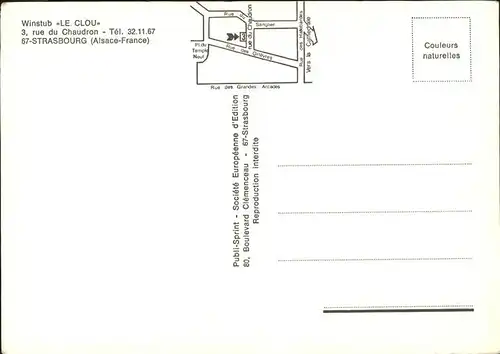 Strasbourg Alsace Winstub "Le Clou" Weinstube Kat. Strasbourg