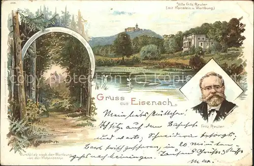 Eisenach Thueringen Hohe Sonne Wartburg Fritz Reuter Villa und Portrait Kat. Eisenach