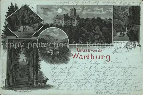 Wartburg Eisenach Wartburg bei Nacht Drachenschlucht Marienthal Hohe Sonne Kat. Eisenach