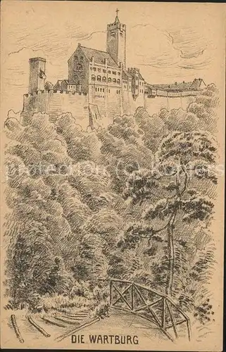 Wartburg Eisenach Wartburg Kuenstlerkarte Bleistiftzeichnung H.Uhlmann Kat. Eisenach