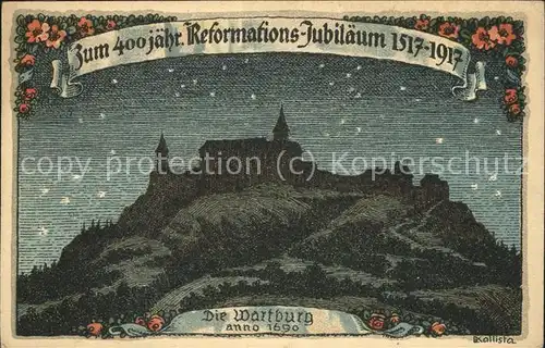 Warburg Westfalen Wartburg anno 1690 bei Nacht 400 Jahre Reformation 1517 bis 1917 / Warburg /Hoexter LKR
