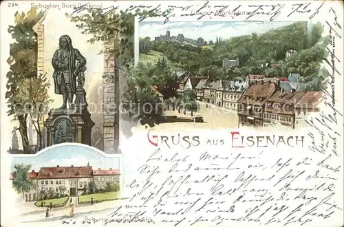 Eisenach Thueringen Sebastian Bach Denkmal Marktplatz Bachs Geburtshaus Kat. Eisenach