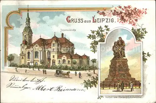 Leipzig Johanniskirche Luther und Melanchthon Denkmal Kat. Leipzig