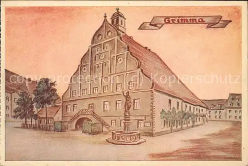 Grimma Rathaus Illustration Kat. Grimma