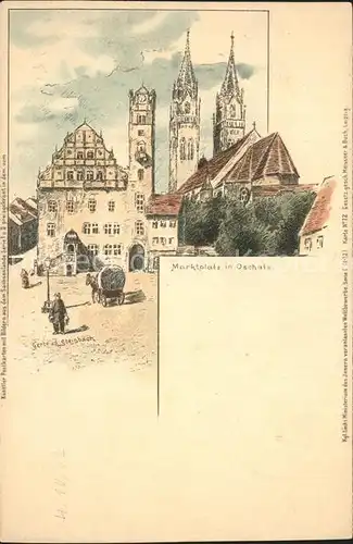 Oschatz Marktplatz und Kirche Kat. Oschatz