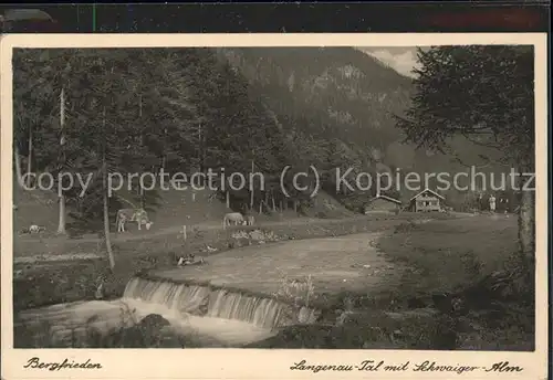 Kreuth Tegernsee Bergfrieden Langenau Tal mit Schwaiger Alm Wasserfall Kuehe Kat. Kreuth