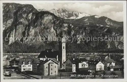 Kiefersfelden Ortsansicht mit Kirche Kaisergebirge Kat. Kiefersfelden