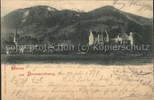 Brannenburg Ortsansicht mit Kirche und Schloss Kat. Brannenburg