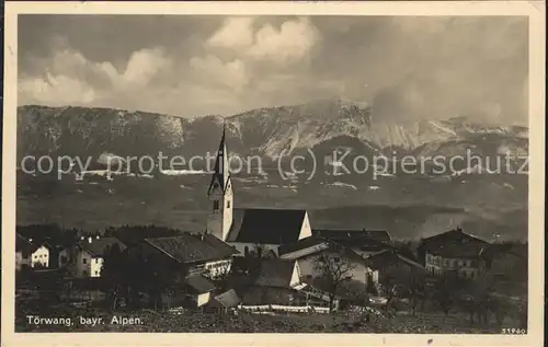 Toerwang Ortsansicht mit Kirche Bayerische Alpen Kat. Samerberg