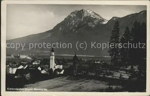 Kiefersfelden Ortsansicht mit Kirche Naunspitze Kaisergebirge Kat. Kiefersfelden