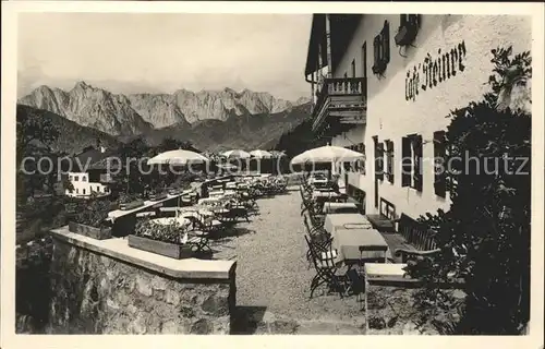 Reit Winkl Cafe Steiner Berggasthof Terrasse mit Blick zum Wilden Kaiser Kat. Reit im Winkl