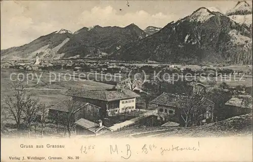 Grassau Chiemgau Gesamtansicht Bayerische Alpen Bauernhof Kat. Grassau