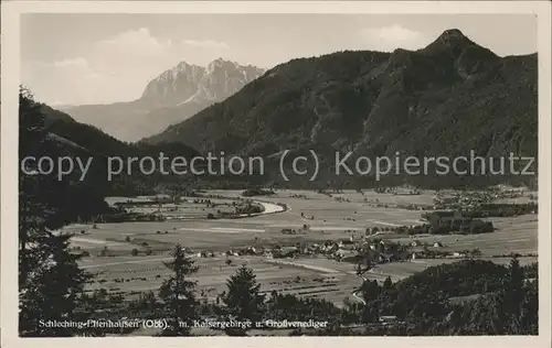 Ettenhausen Schleching Panorama mit Kaisergebirge und Grossvenediger Kat. Schleching