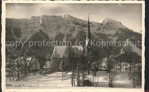 Niederachen Ortsansicht mit Kirche im winter Kat. Inzell