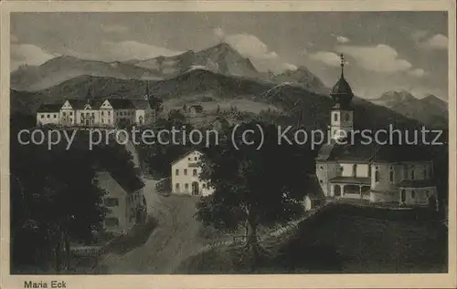 Maria Eck Kloster Kirche Alpenpanorama Kat. Siegsdorf