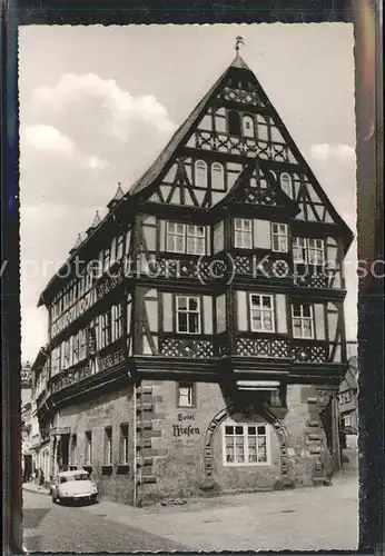 Miltenberg Main Hotel Riesen Fachwerkhaus aeltestes Gasthaus Deutschlands historisches Gebaeude aus 12. Jahrhundert Kat. Miltenberg