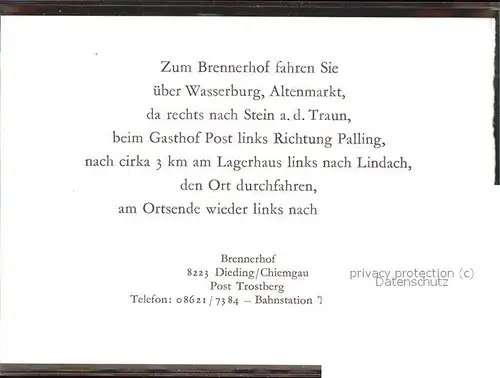 Dieding Traun Brennerhof Kuenstlerkarte Kat. Trostberg