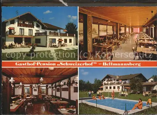 Hellmannsberg Waging See Gasthof Pension Schweizerhof Speiseraum Swimming Pool Kat. Wonneberg