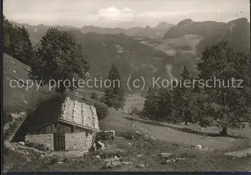 Ettenhausen Schleching Blick vom Berggasthof Wuhrsteinalm Berghuette Alpenpanorama Kat. Schleching