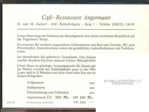 Rottach Egern Cafe Restaurant Angermaier Terrasse Kat. Rottach Egern