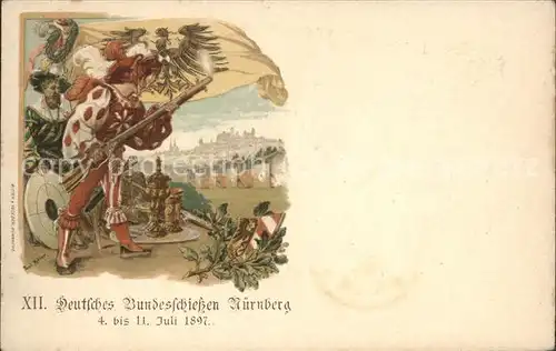 Nuernberg (Ereignisskarte) XII.Deut.Bundesschiessen vom 4. bis 11.Juli 1897 mit Sonderstempel vom 4.Juli 1897 Kat. Nuernberg