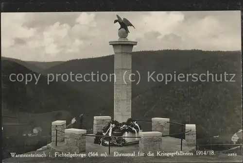 Warmensteinach Ehrenmal fuer die Kriegsgefallenen 1914 18 Kat. Warmensteinach Fichtelgebirge