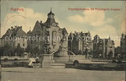 Augsburg Prinzregentenplatz mit Brunnen Kat. Augsburg