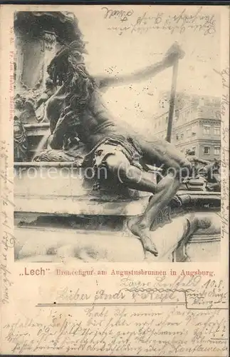 Augsburg "Lech" Broncefigur am Augustusbrunnen Kat. Augsburg