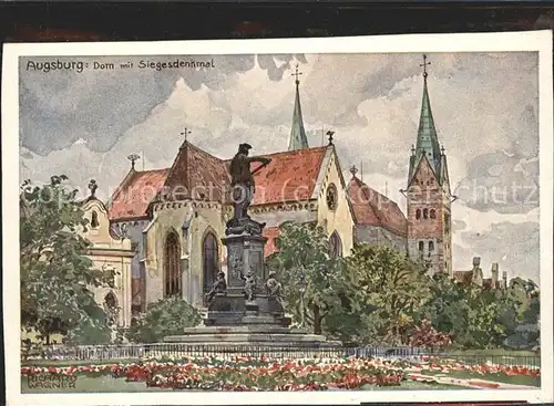 Augsburg Dom mit Siegesdenkmal Kat. Augsburg