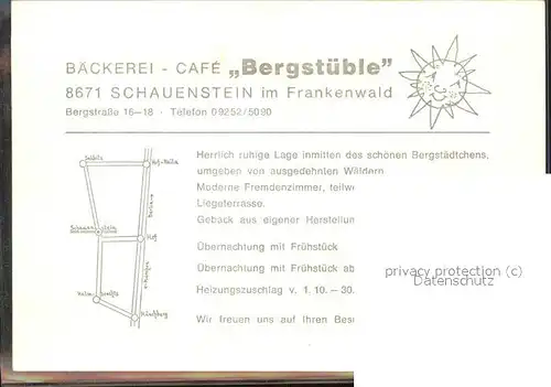 Schauenstein Baeckerei u.Cafe "Bergstueble" Kat. Schauenstein