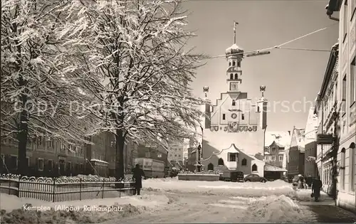 Kempten Rathausplatz im Schnee Kat. Kempten (Allgaeu)