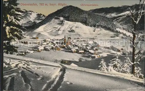 Oberstaufen Panorama im Schnee Kat. Oberstaufen