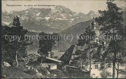 Garmisch Partenkirchen Panorama mit St.Anton Wettersteingebirge Kat. Garmisch Partenkirchen