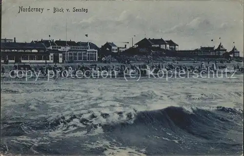 Norderney Nordseebad Blick vom Seesteg Strand Baden Kat. Norderney