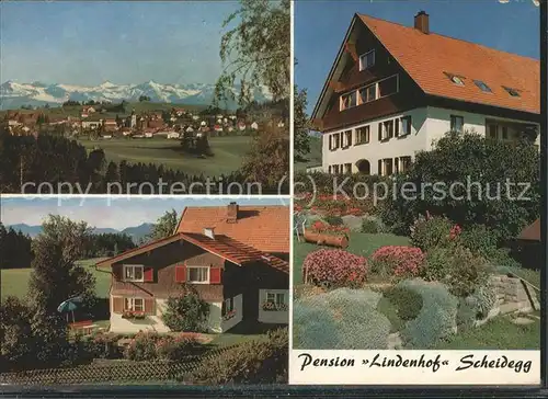 Scheidegg Allgaeu Pension "Lindenhof" Panorama mit Alpen Kat. Scheidegg