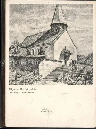 Obermaiselstein Kirche Kuenstlerkarte Adolf Adamer Kat. Obermaiselstein