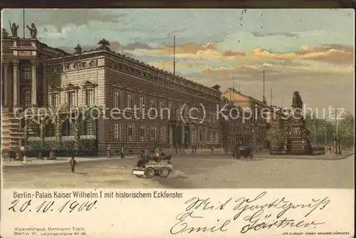 Berlin Palais Kaiser Wilhelm I mit histor Eckfenster Kat. Berlin