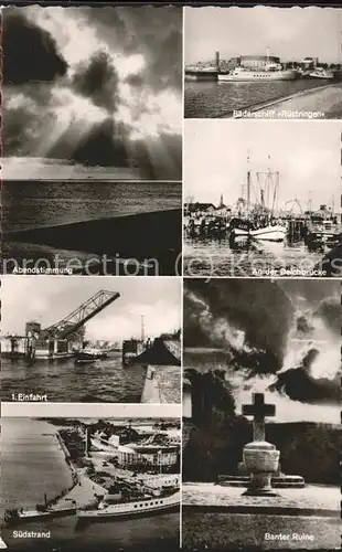 Wilhelmshaven Abendstimmung Baederschiff Deichbruecke Einfahrt Suedstrand Banter Ruine Kat. Wilhelmshaven